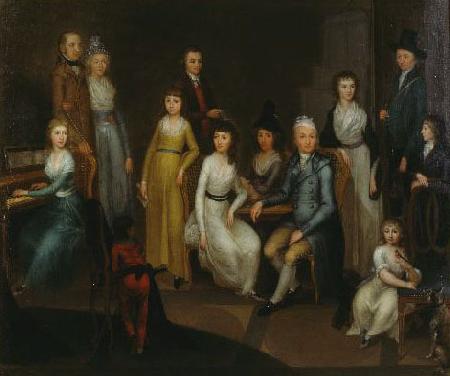 unknow artist Eine dreizehnkopfige unbekannte Familie in klassizistischem Innenraum, wohl aus der Ostschweiz oil painting image